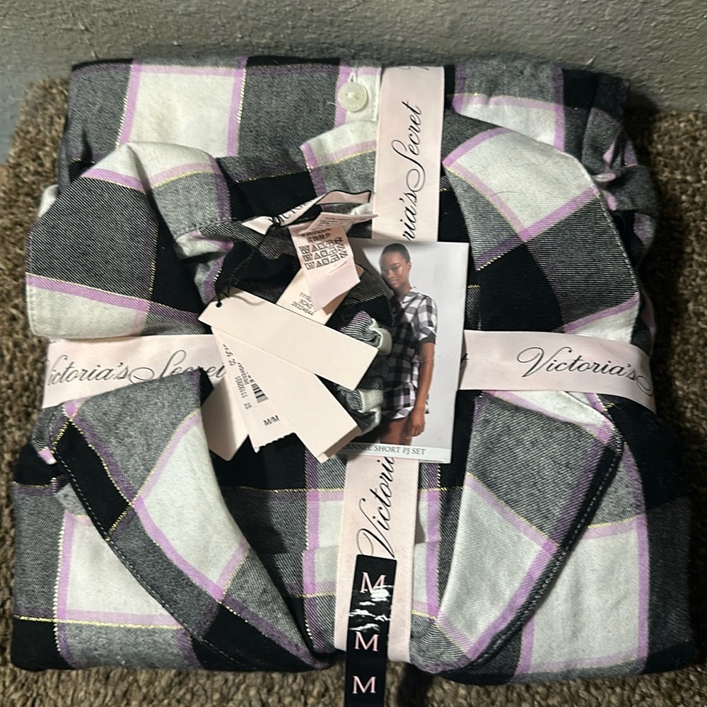Victoria secret flannel short pj set